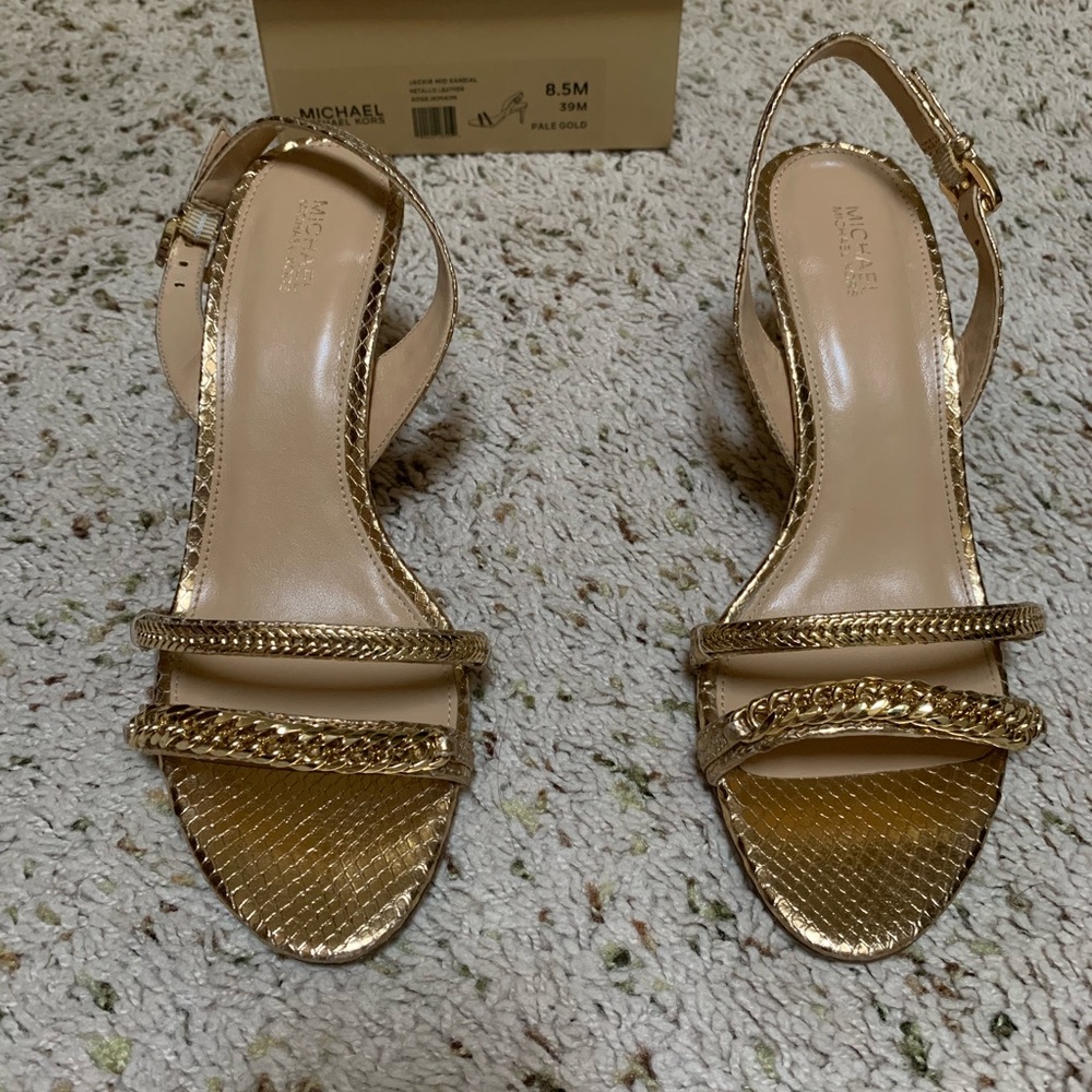 Michael Kors Jackie Metallic Embossed Leather